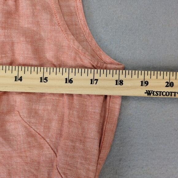 Bass Orange Linen Cotton Tank Top Women's M Keyhole Tie Neck Pleated Shoulder - Picture 5 of 10